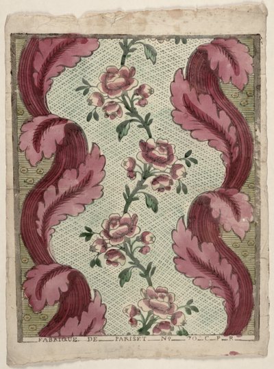 Domino Paper with Ranks of Roses, Produced by Pariset, Lyon, c.1760-70 by French School